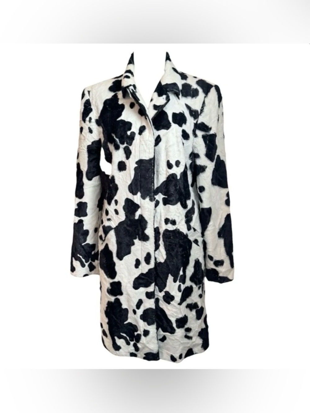 Y2K Cache Cow Faux Fur Trench Coat